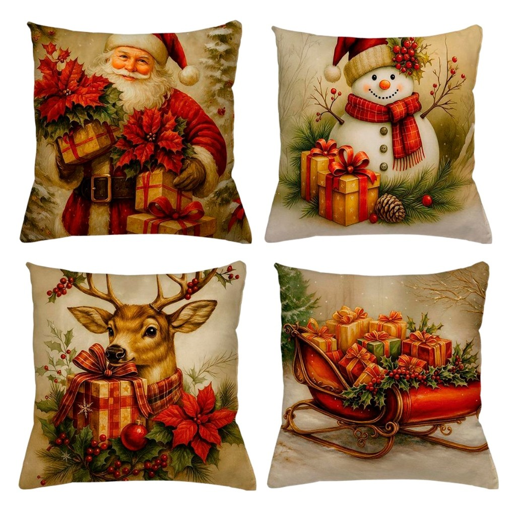 ALMOFADA DE NATAL KIT 04 UNIDADES