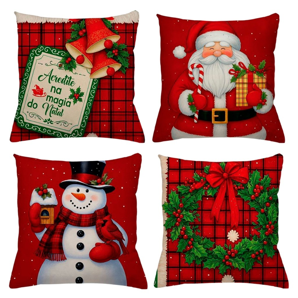 ALMOFADA DE NATAL KIT 04 UNIDADES