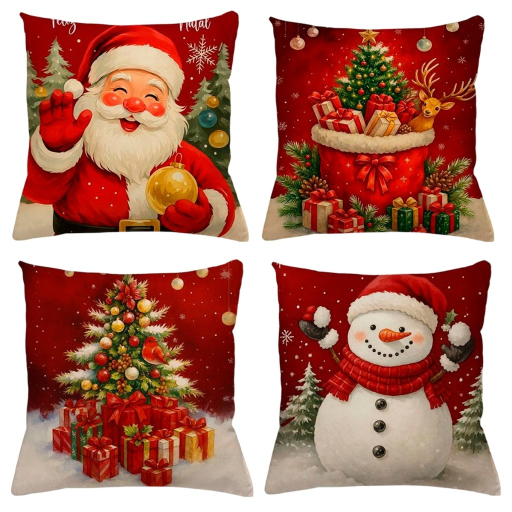 ALMOFADA DE NATAL KIT 04 UNIDADES