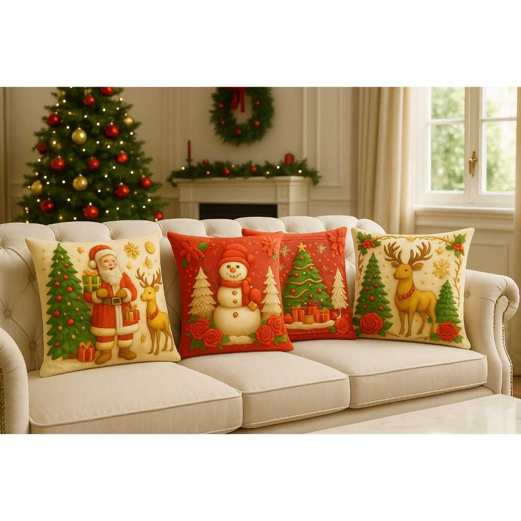 Capas Almofada Natal 45x45 Cm Kit Decoração Sala Sofá Cama Presente