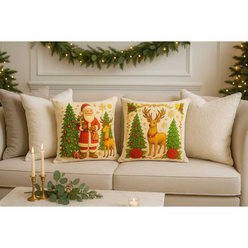 Capas Almofada Natal 45x45 Cm Kit Decoração Sala Sofá Cama Presente