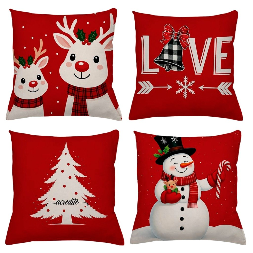 ALMOFADA DE NATAL KIT 04 UNIDADES