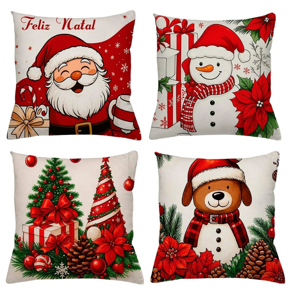 ALMOFADA DE NATAL KIT 04 UNIDADES