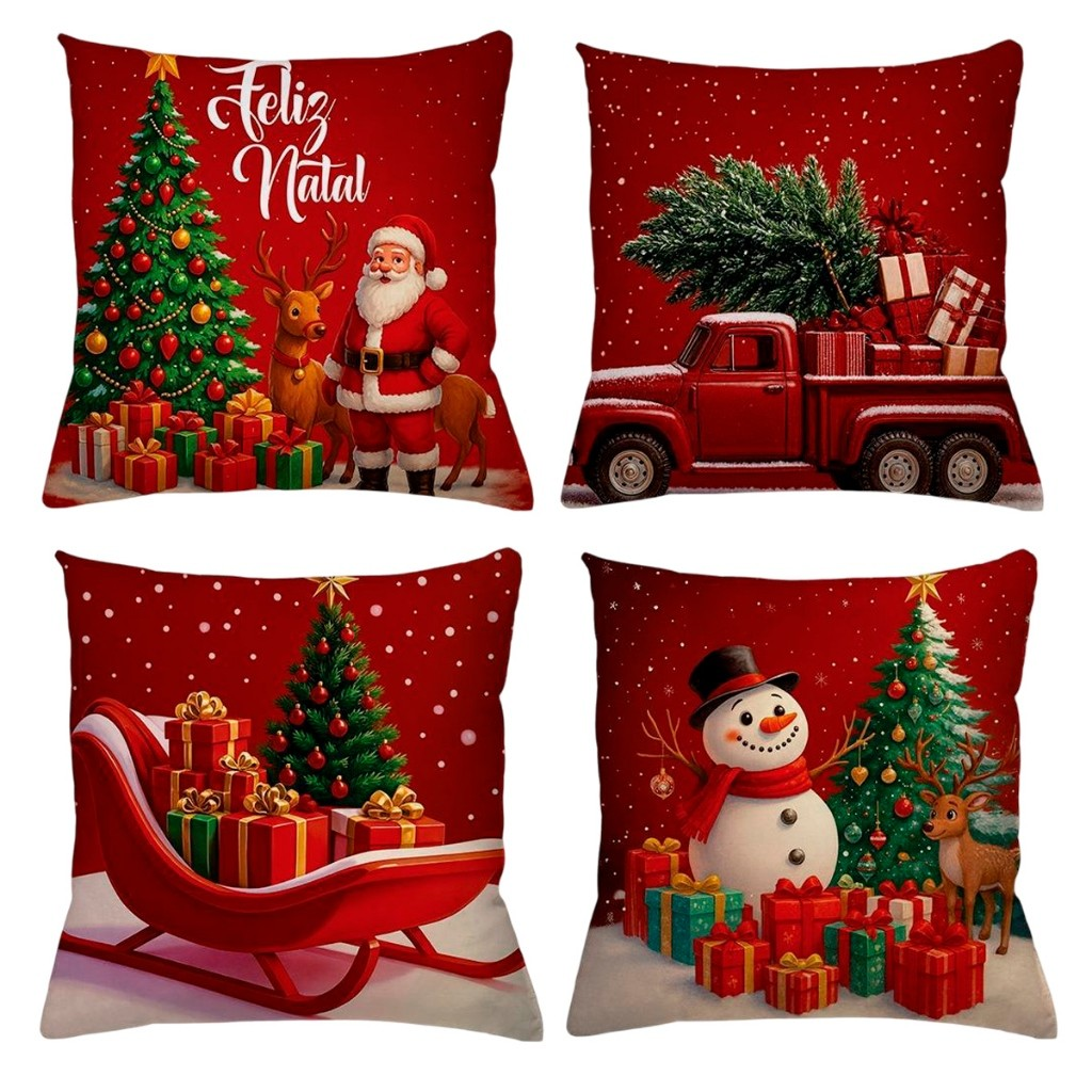 ALMOFADA DE NATAL KIT 04 UNIDADES