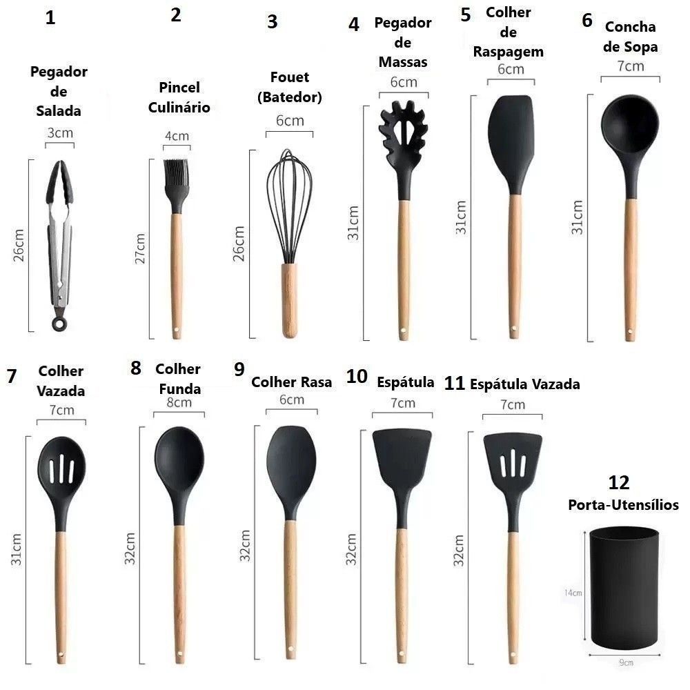 JOGO DE COZINHA KIT 12 PEÇA SILICONE