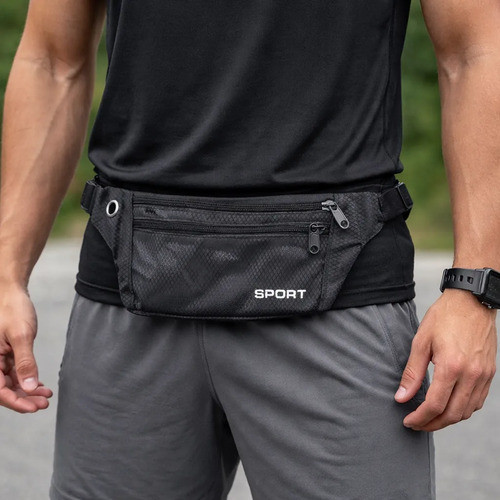 Pochete Fitnes slim Porta Celular chaves para corrida academia Cintura Unissex Leve Preta