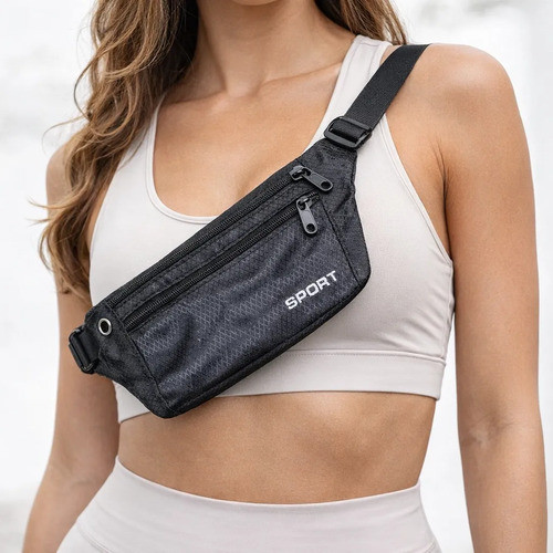 Pochete Fitnes slim Porta Celular chaves para corrida academia Cintura Unissex Leve Preta